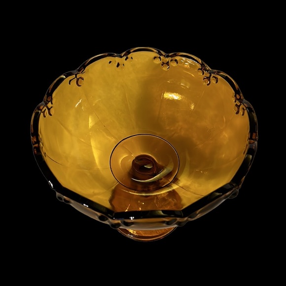 Vintage Amber Glass Stemmed Fruit Bowl - Picture 4 of 5
